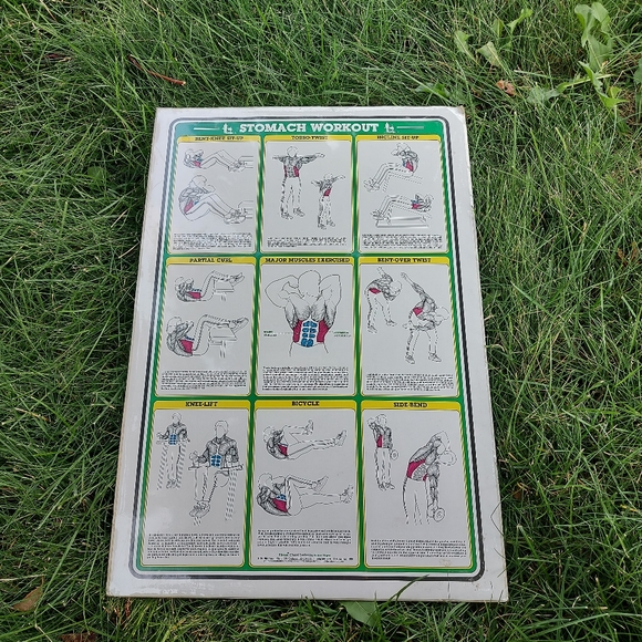 1985 Vintage Bruce Algra Stomach Workout Fitness Chart Series 16" x 11". - Picture 1 of 5